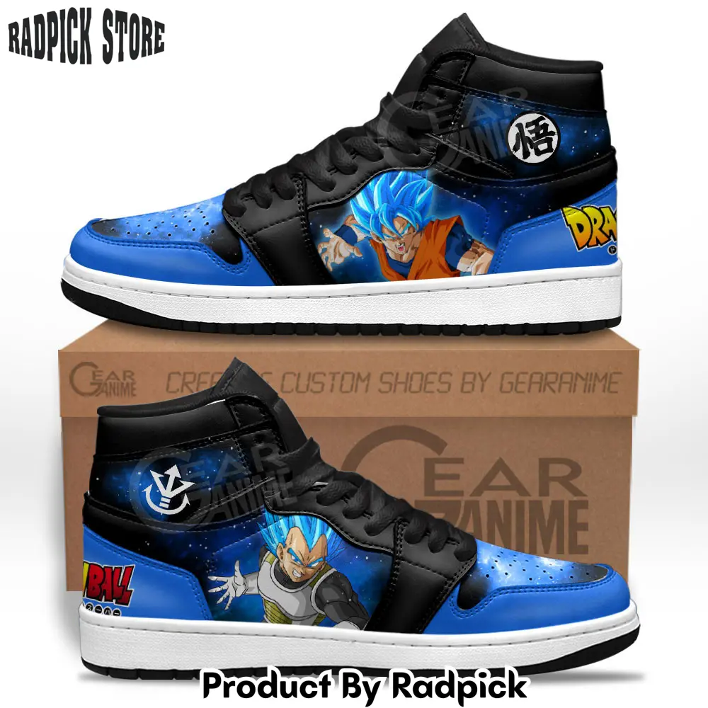 Vegeta and goku saiyan blue air jordan high top sneakers dragon ball shoes  rp0355425